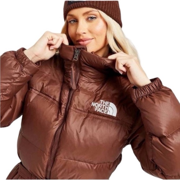 The North Face Nuptse Belted Long Parka Size Large in Dark Oak - Picture 3 of 12